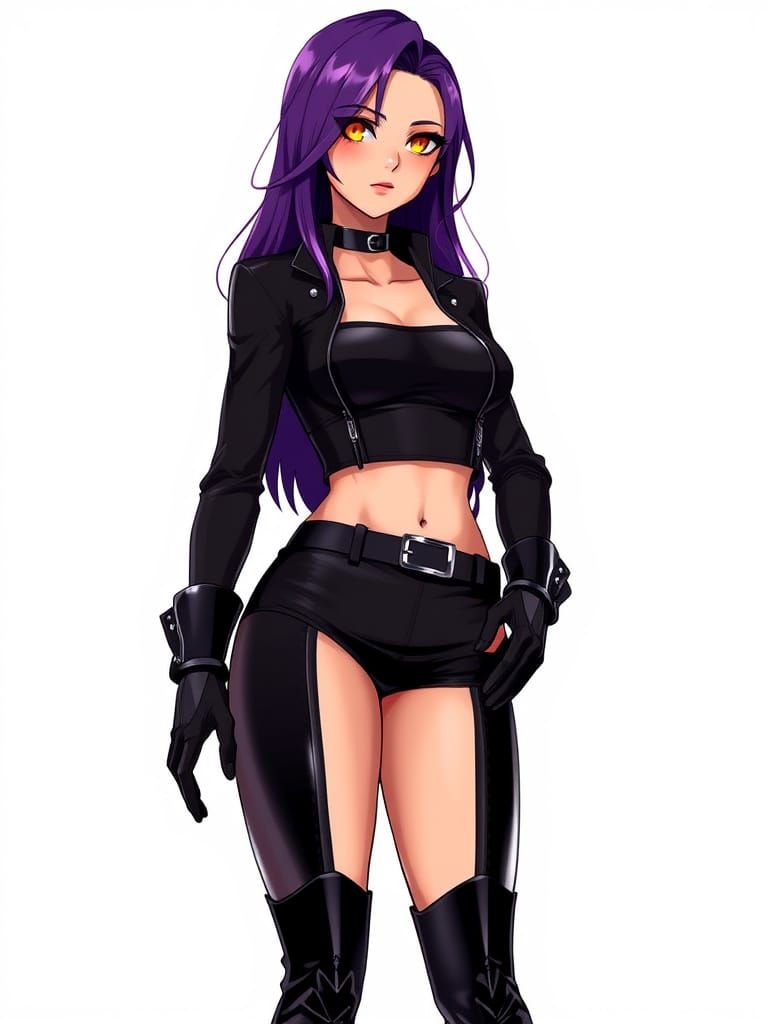 Anime Woman with Amethyst Hair in Sorayama Style