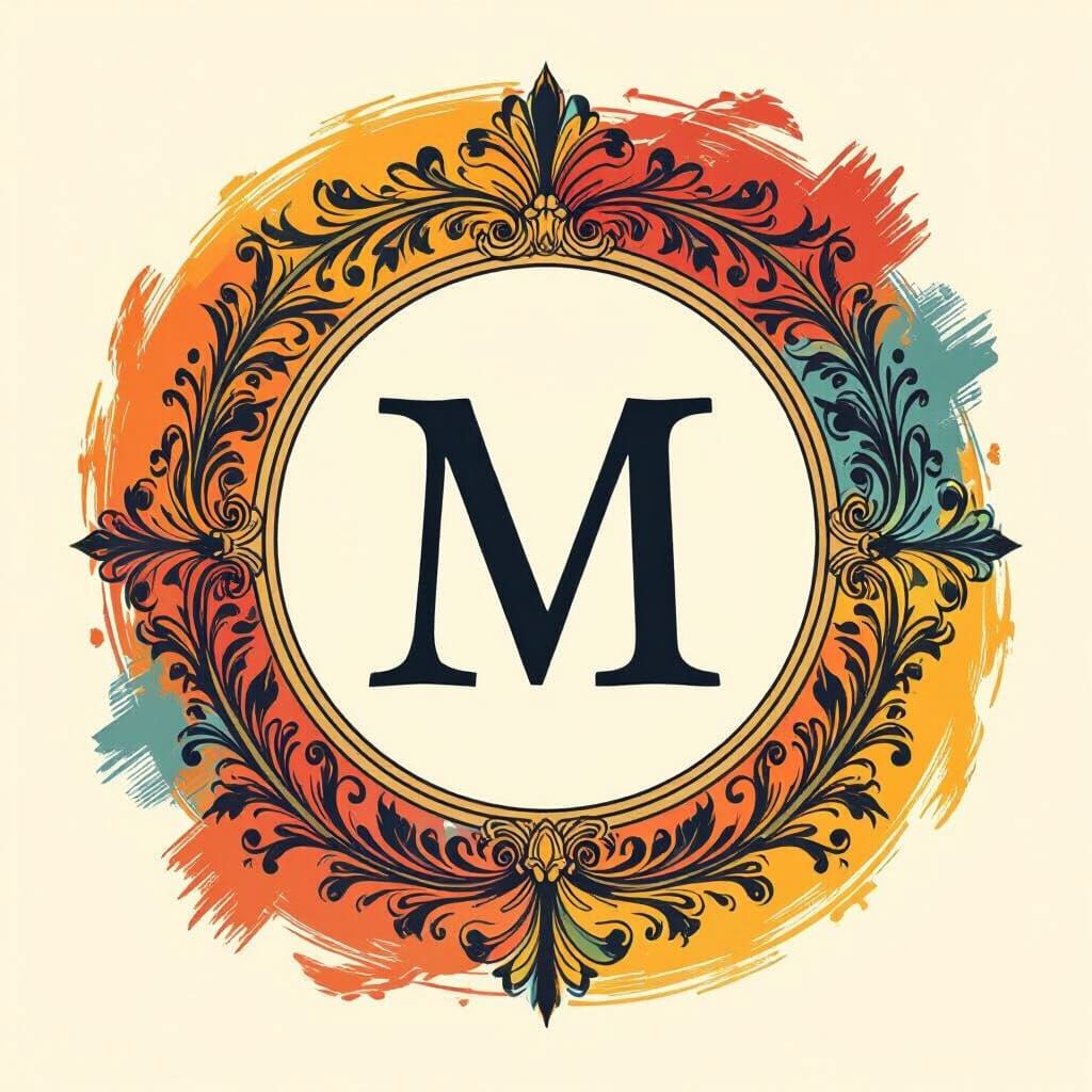 Elegant Initial M Logo in Art Nouveau Style