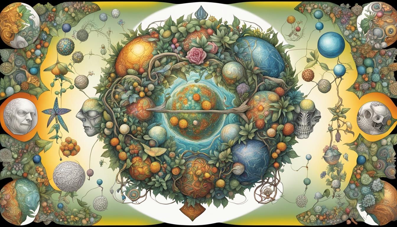 Fractal Flora Spheres with Whale Skeleton