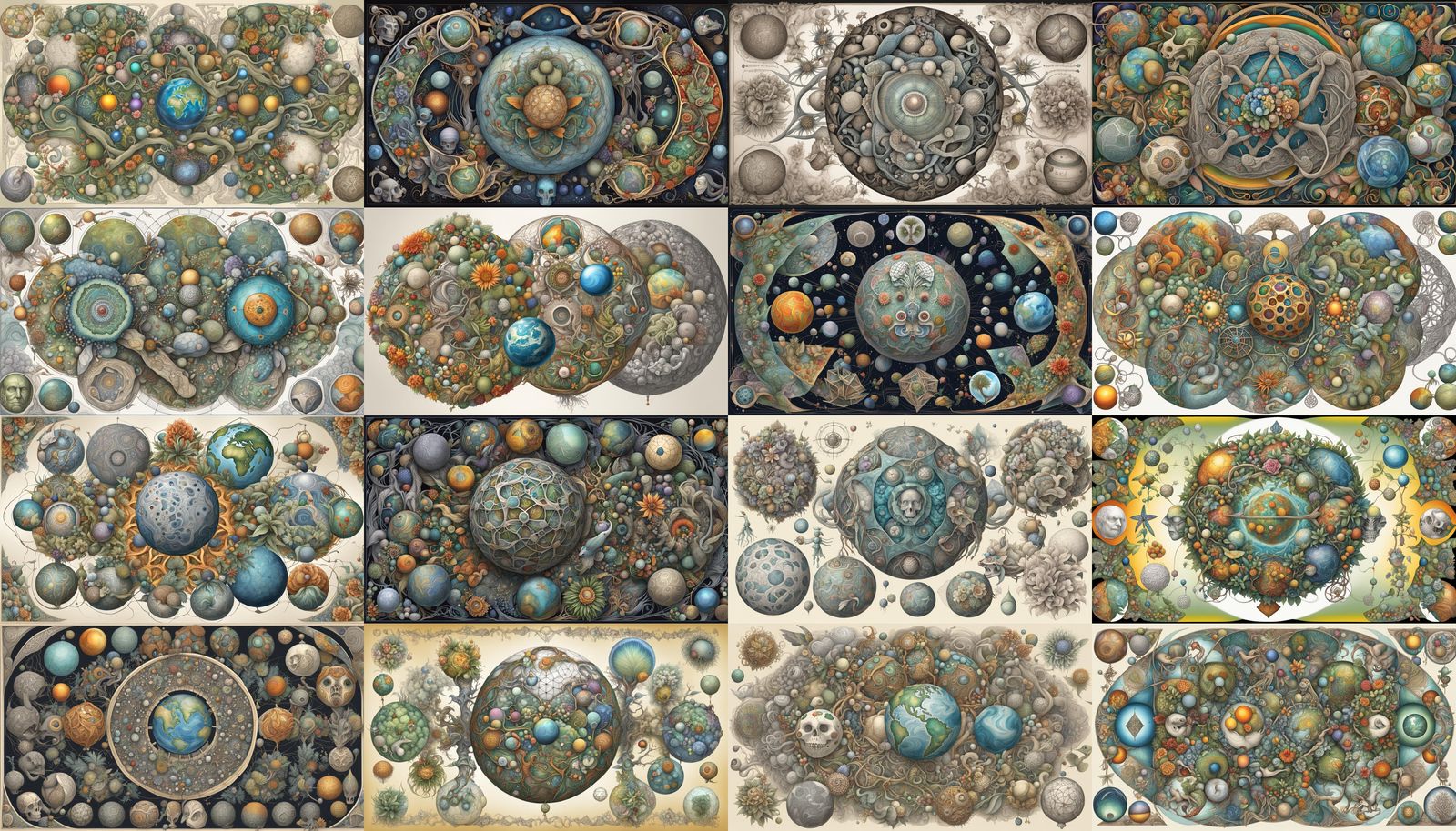 Surreal Flora and Whale Skeleton with Fractal Patterns