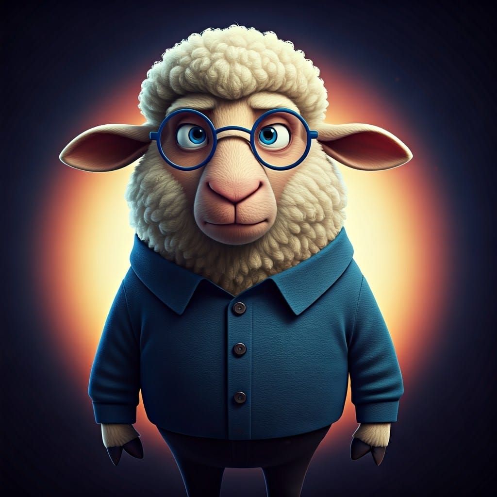 Wise Sheep Patriarch in Cinematic 3D Style