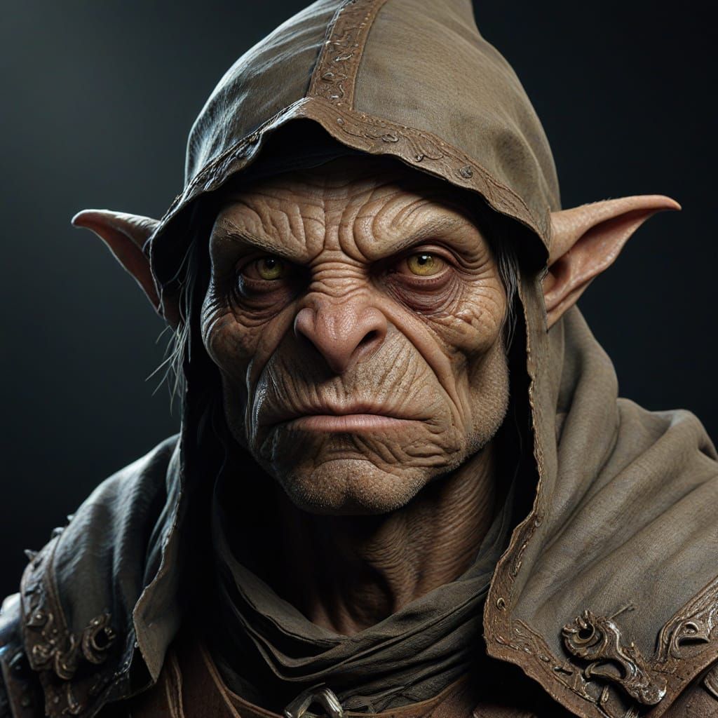 Grizzled Goblin Warrior in Richly Detailed Portrait
