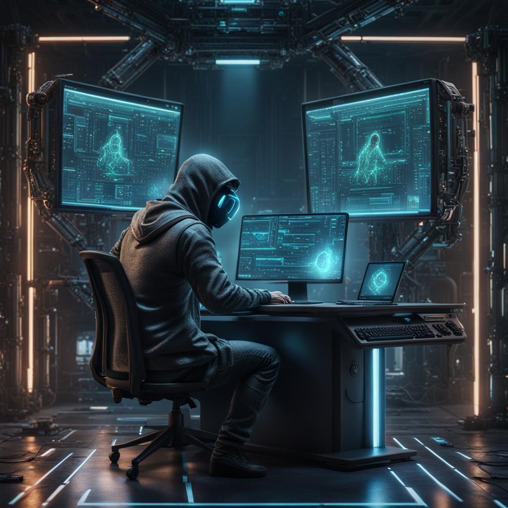 Hacker Hologram in Detailed Matte Painting