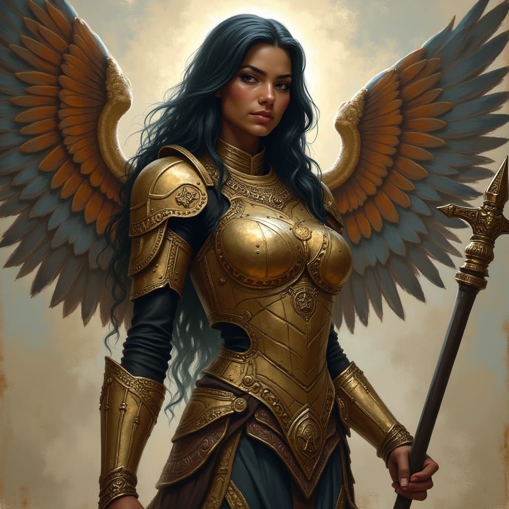 Aasimar Cleric with Egyptian Armor, Matte Painting
