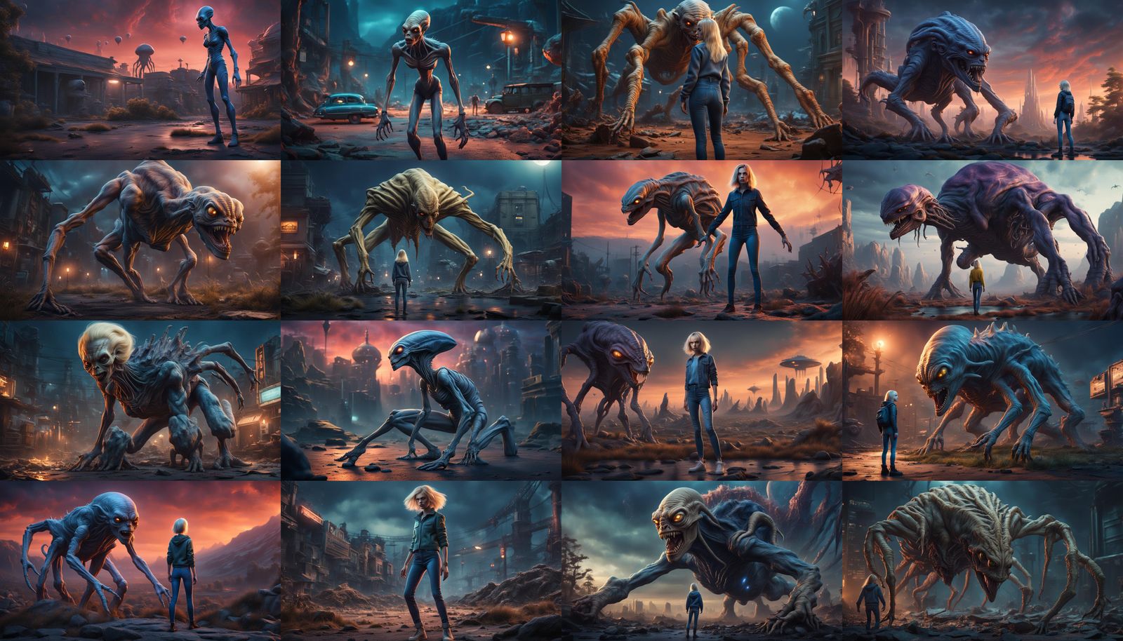 Blonde in Twilight Zone Meets Alien Monster