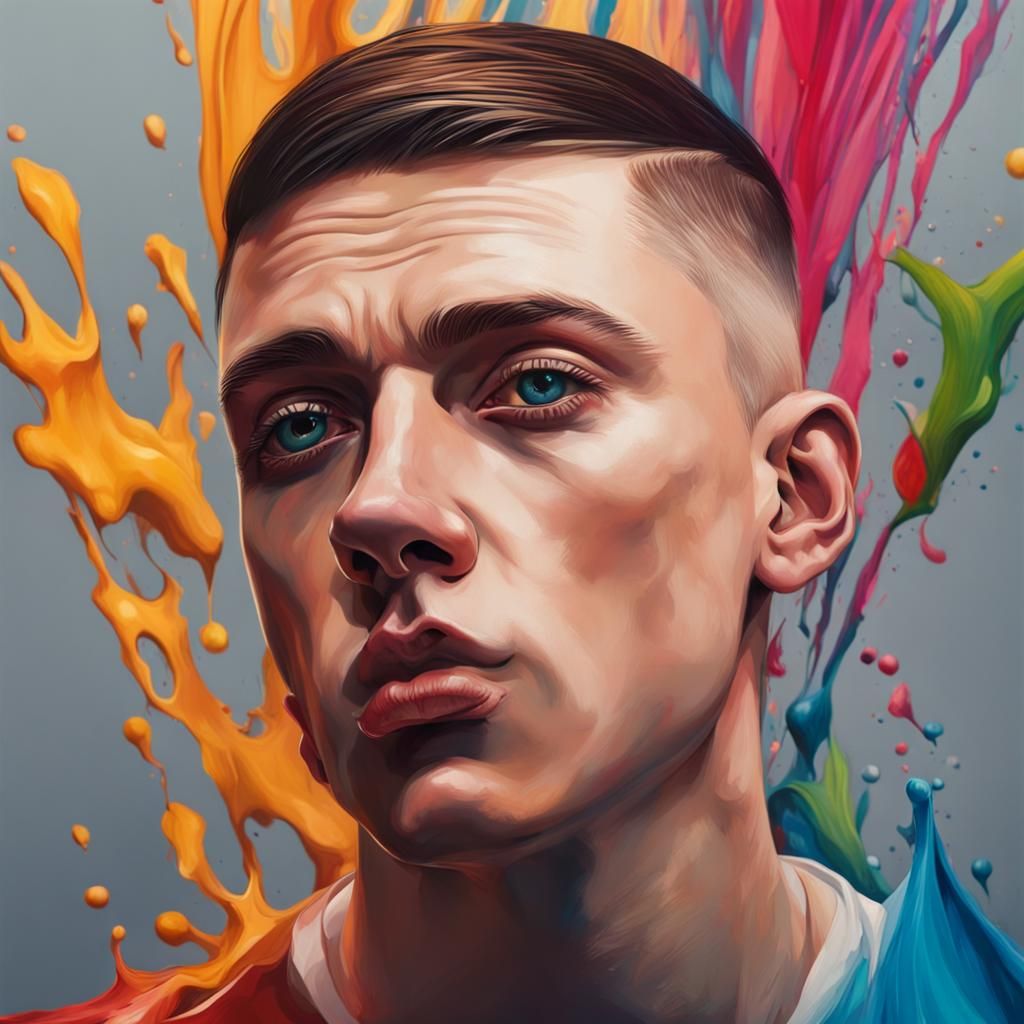 Loïc Nottet Hyperrealistic Portrait in Splash Art Style