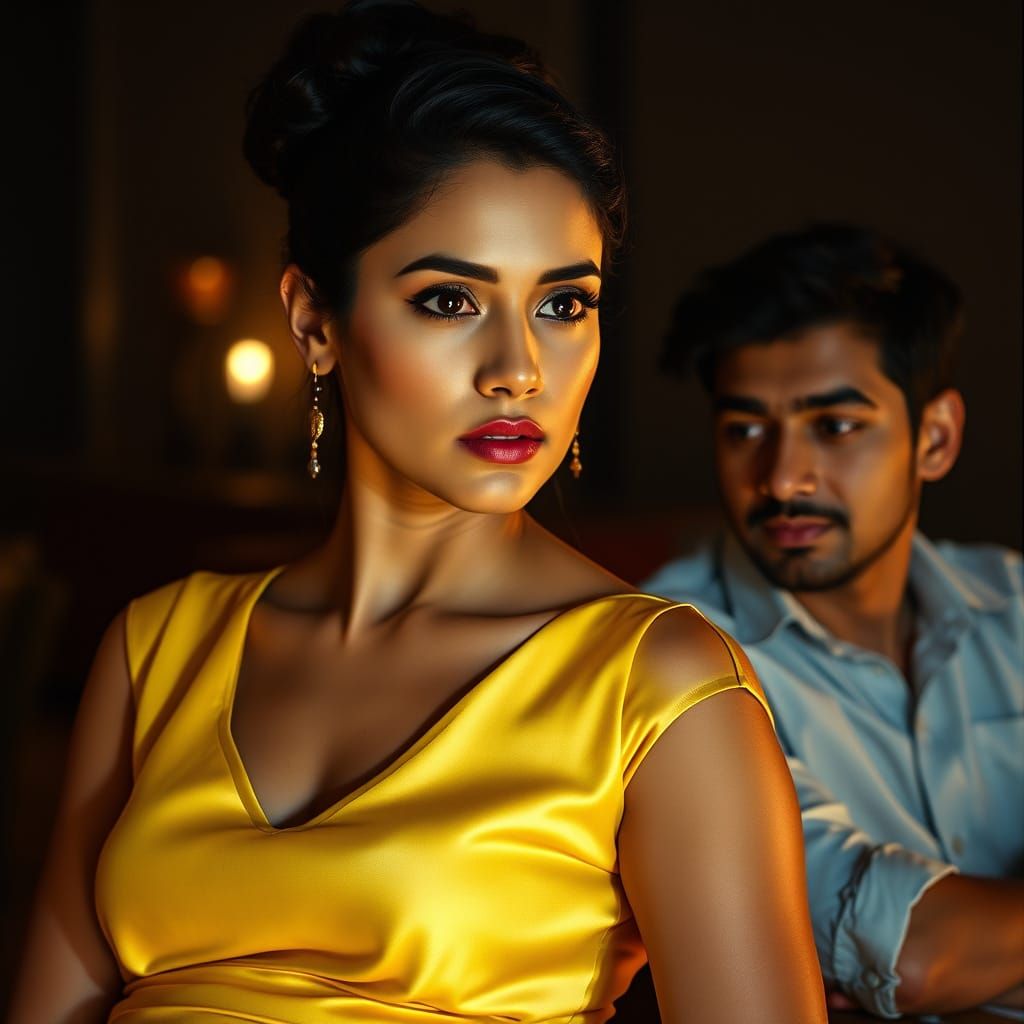 Beautiful Indian Woman in Yellow Pencil Skirt