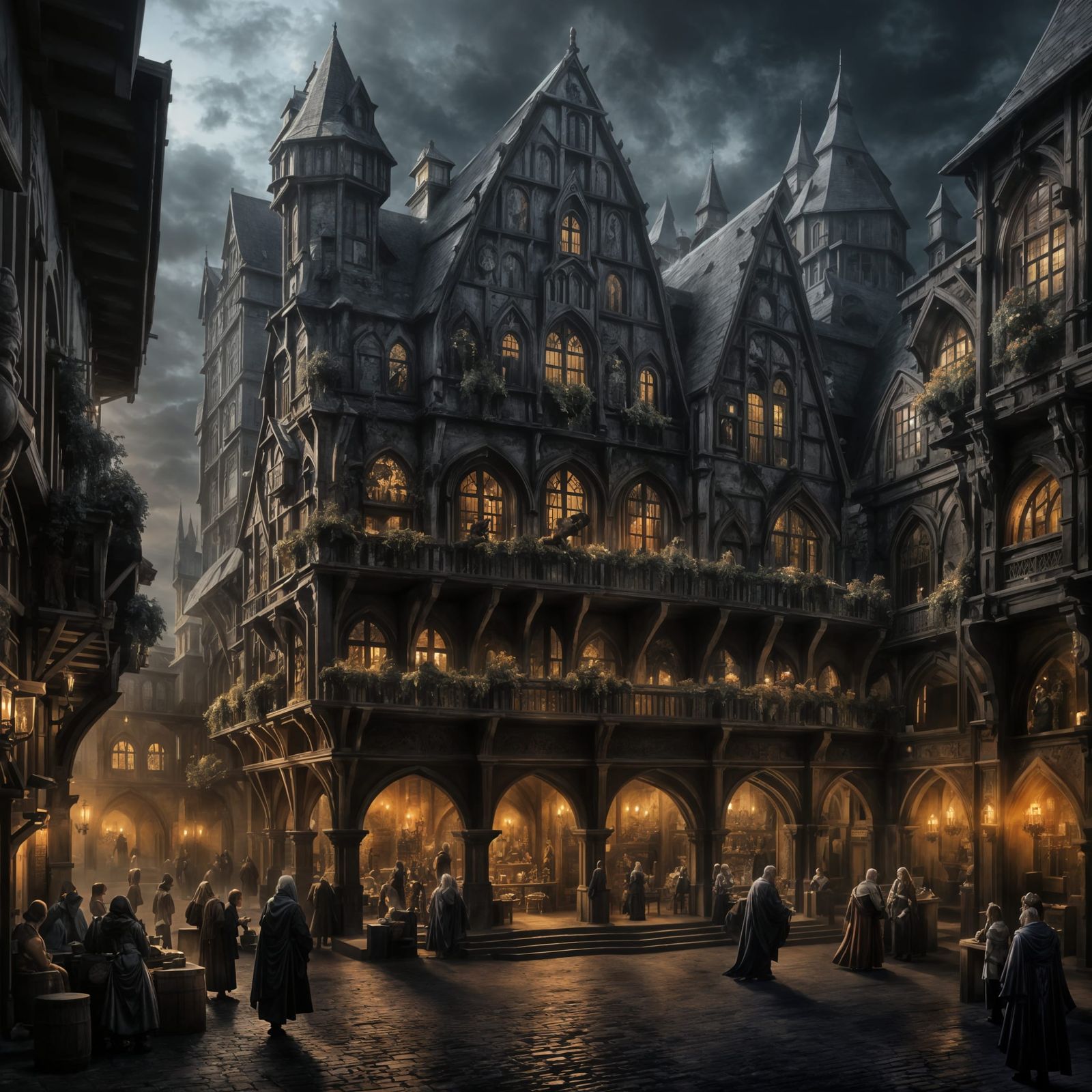 Dark Fantasy Merchants Guild in Medieval German Style
