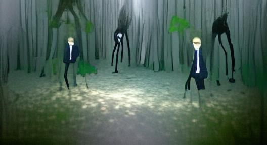 Slenderman Apparition in Dark Forest