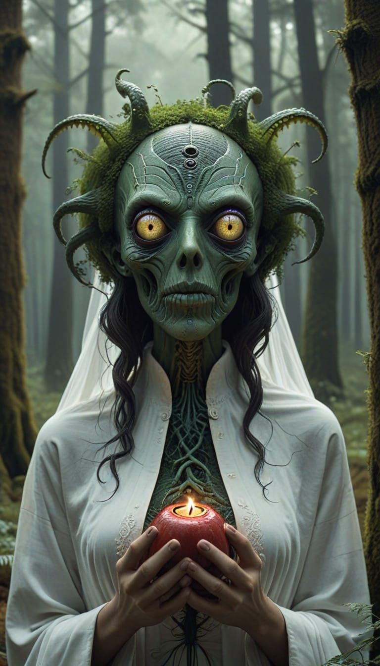 Ethereal Cthulhu Bride in Spooky Forest