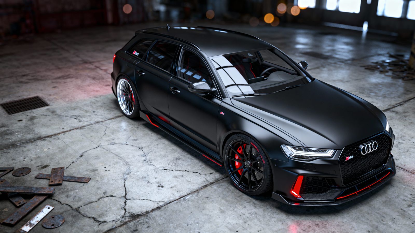 Matte Black 2025 Audi RS6 Avant with Red Accents