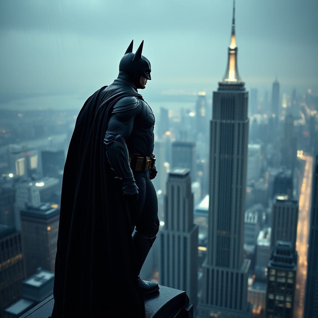 Batman Oversees Gotham in Cinematic Realism