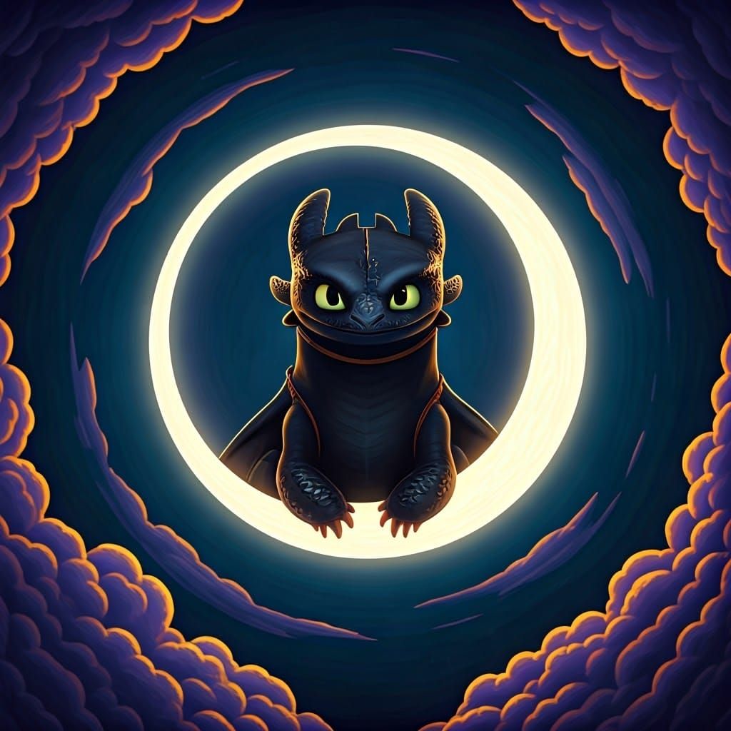Toothless Majesty Under the Glowing Moon