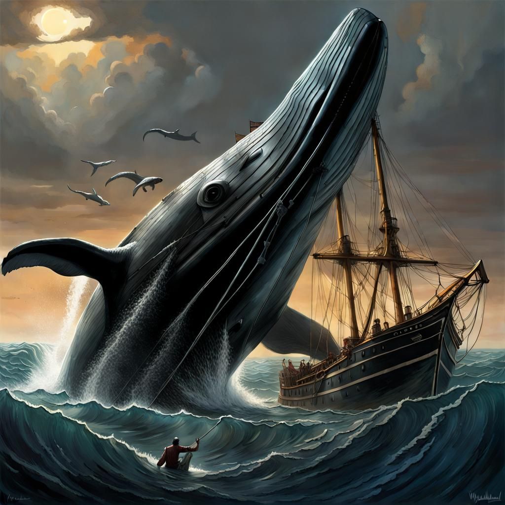 Giant Whale Smashes Ship in Dramatic Seascape