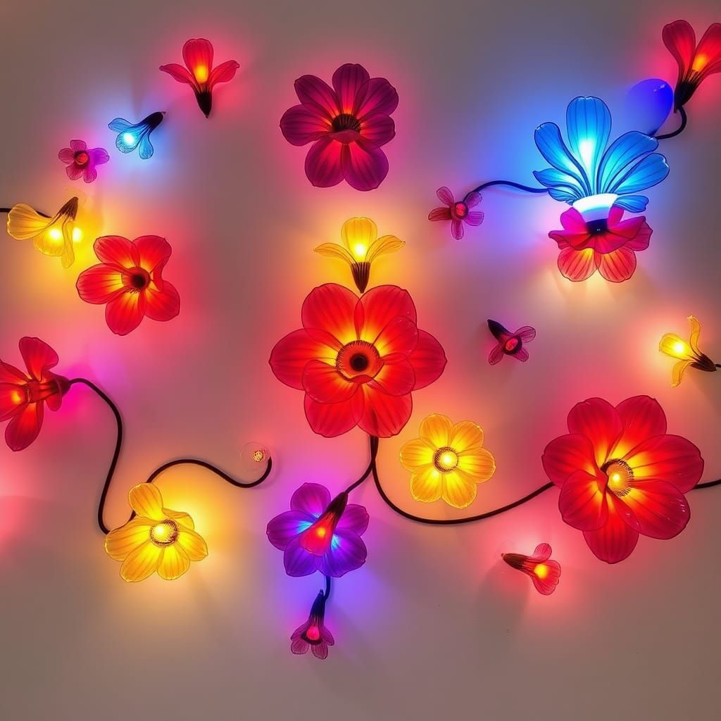 Elegant Glass Flower Lights on Plain Wall
