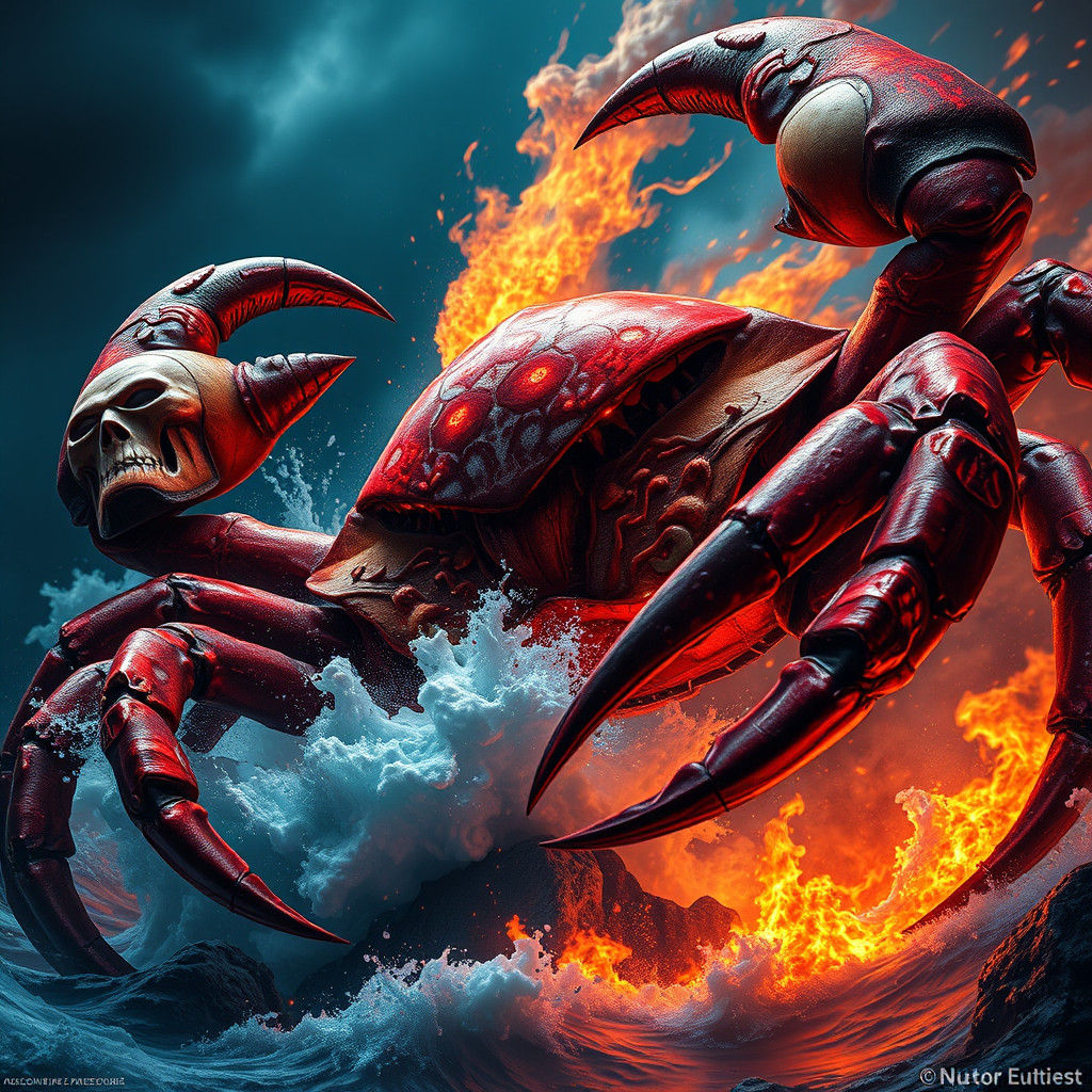 Fiery Crab Beast Battles Doctor Doom