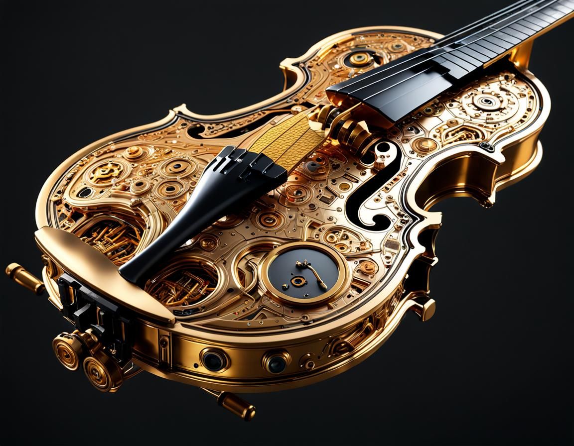 Violin Spaceship Soars Through the Galaxy