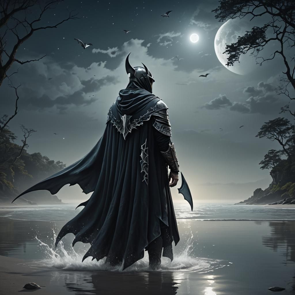 Manta Ray Cloak Marine Warrior in Gothic Fantasy