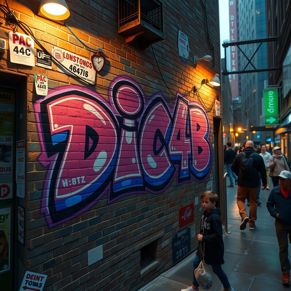 Vibrant Graffiti Mural on Brick Wall in Photorealistic Style