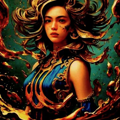 Dramatic Portrait with Gold Jewelry in Baroque Style