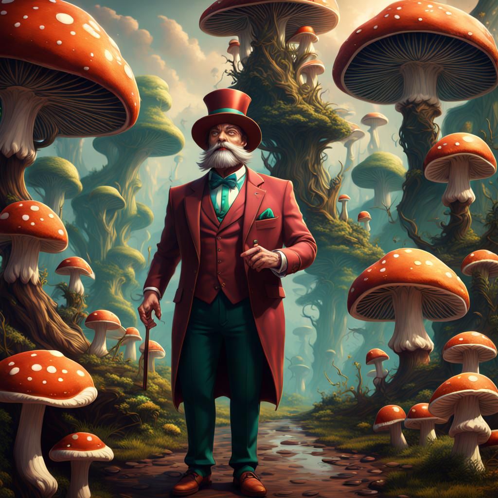 Mushroom-Human Hybrid in Dapper Suit