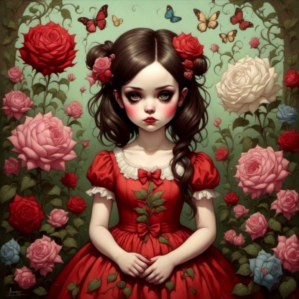 Secret Flower Garden in Pop Surrealist Style