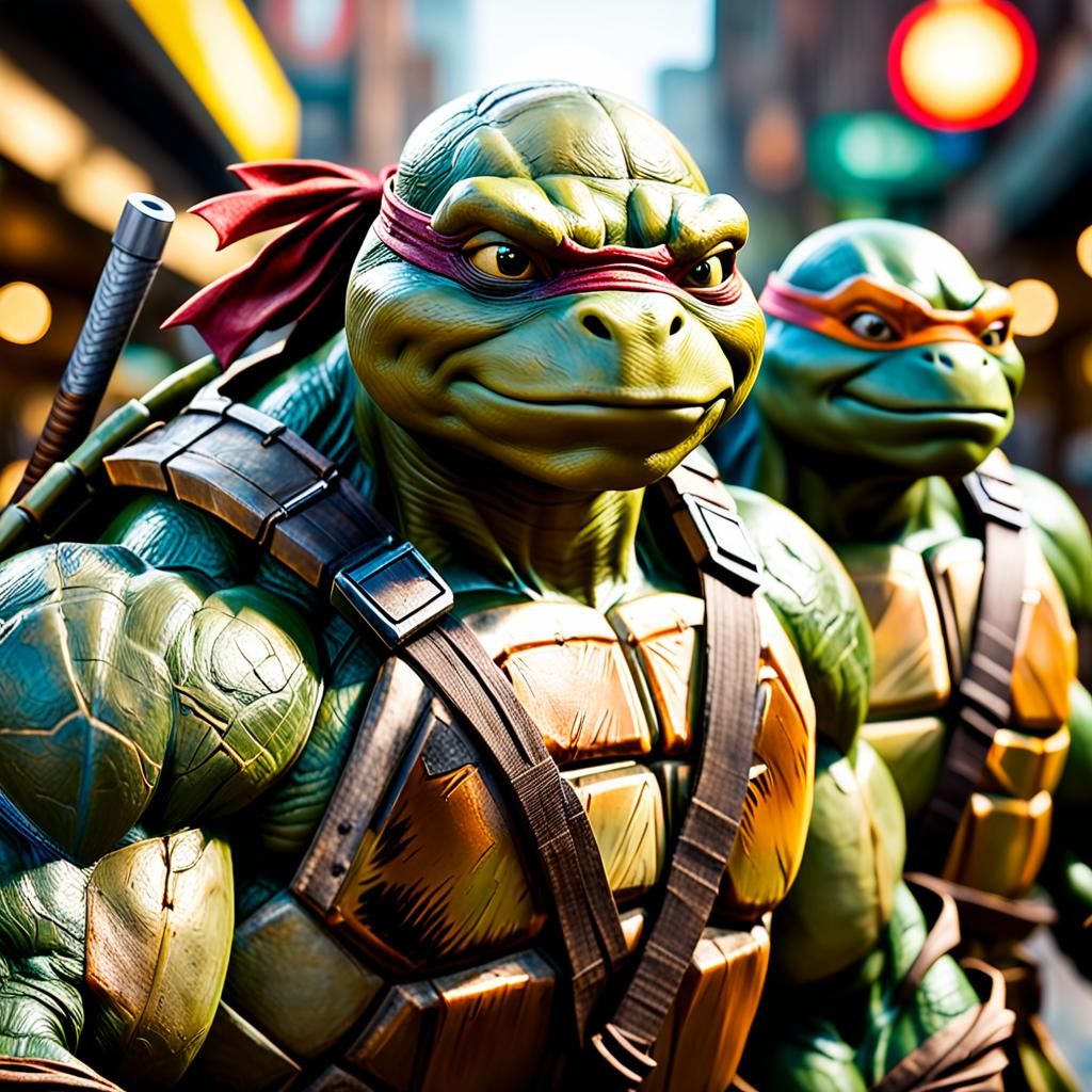 Hyperrealistic Portrait of Teenage Mutant Ninja Turtles