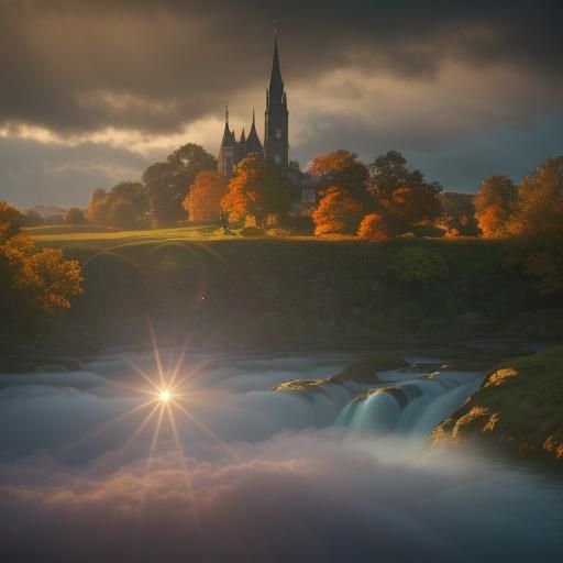 Hyperrealistic Cotswold Village at Sunset: Neo-Impressionism