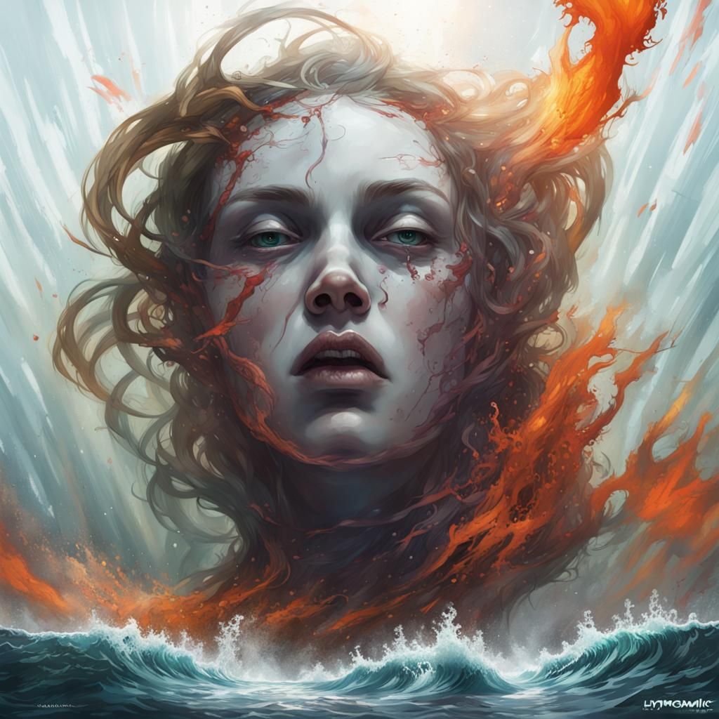 Dark Fantasy Vapour Art in Style of Mucha