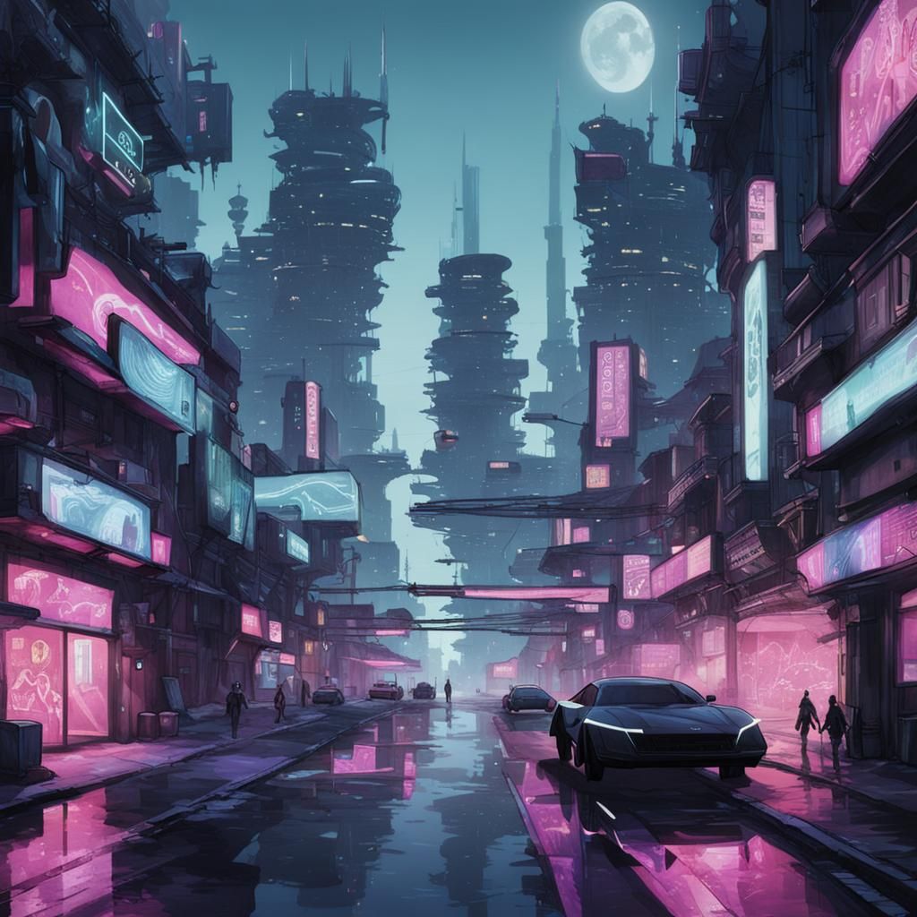 Futurepunk City Street Scene