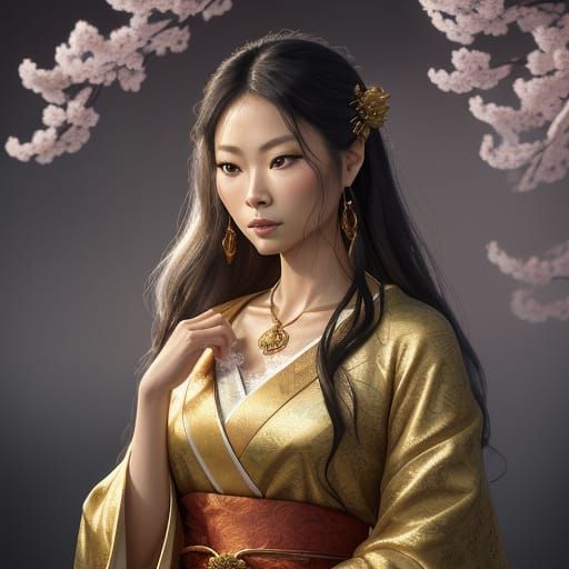 Ethereal Goddess in Traditional Japanese Setting
