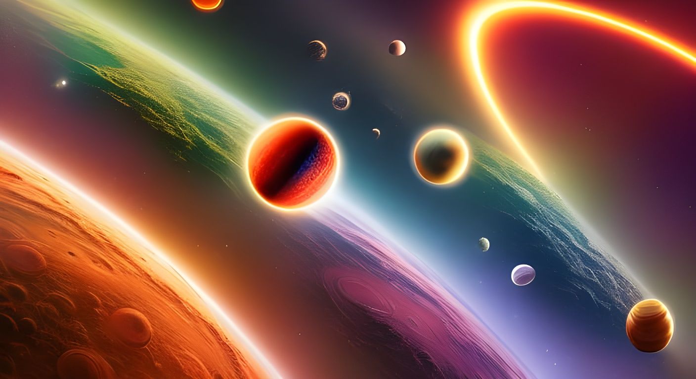 Bioluminescent Planets and Moons in Space