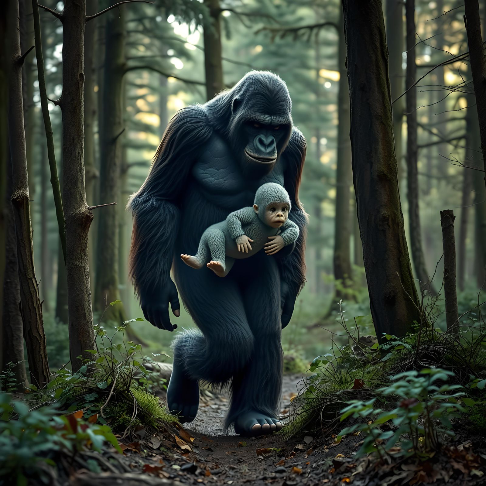 Bigfoot Family Stroll in Detailed 8K Resolution