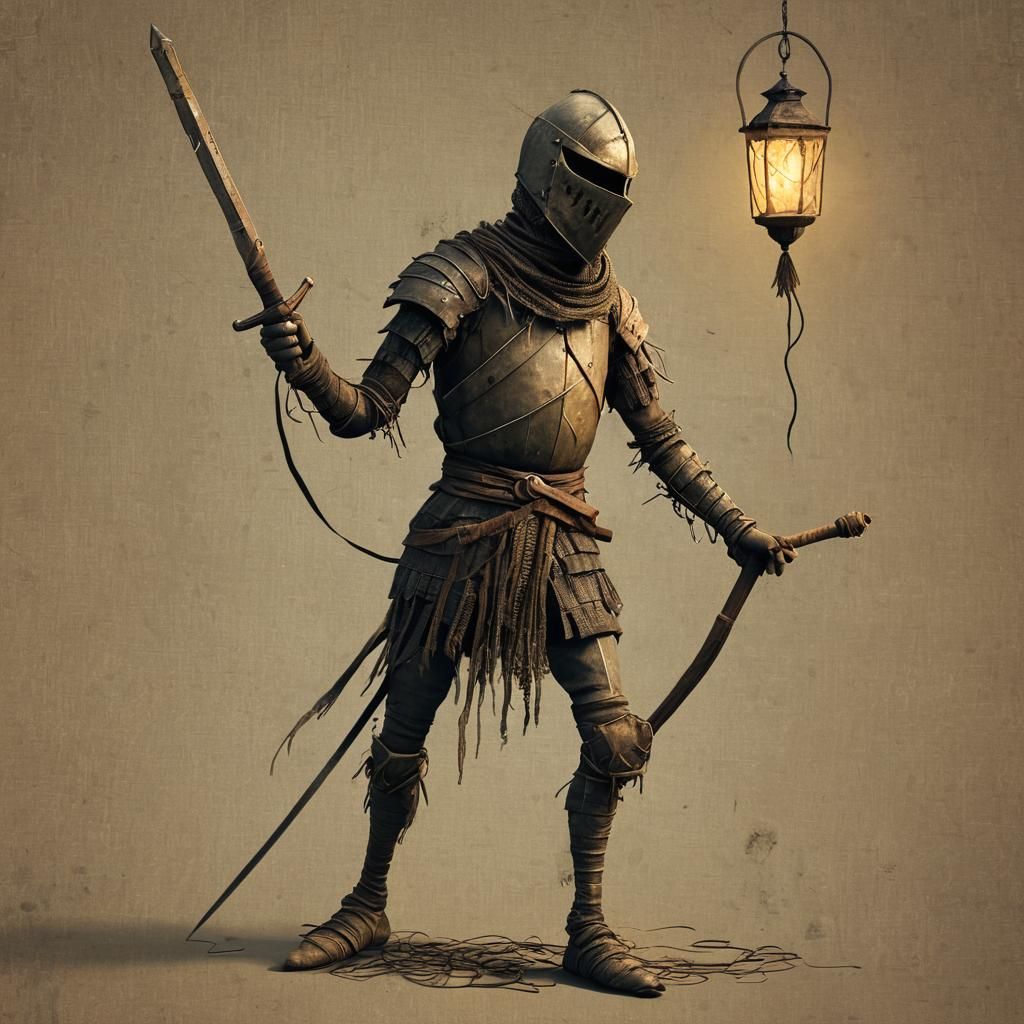 Eerie Puppet Knight in Dark Fantasy Illustration