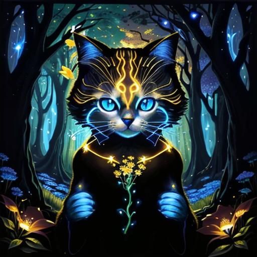 Bioluminescent Forest Stream: A Fantasy Acrylic Painting