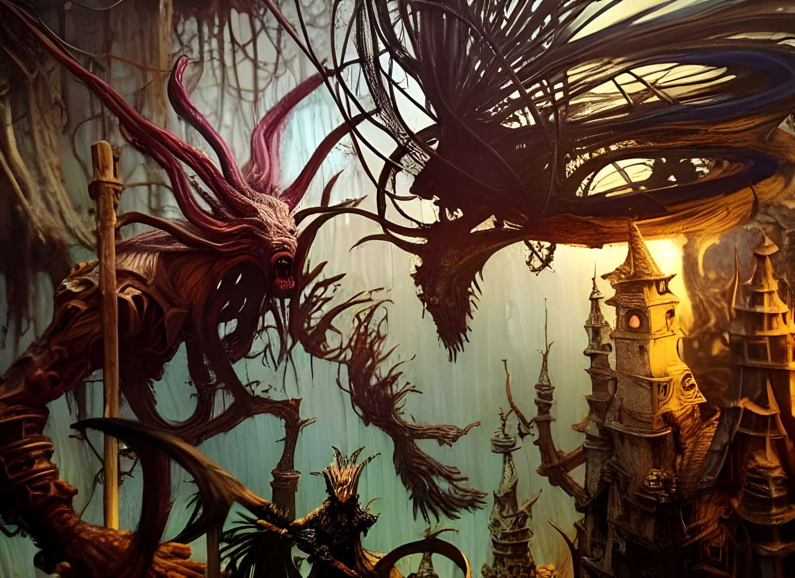 Night Monsters in Hyperdetailed Photorealistic Fantasy