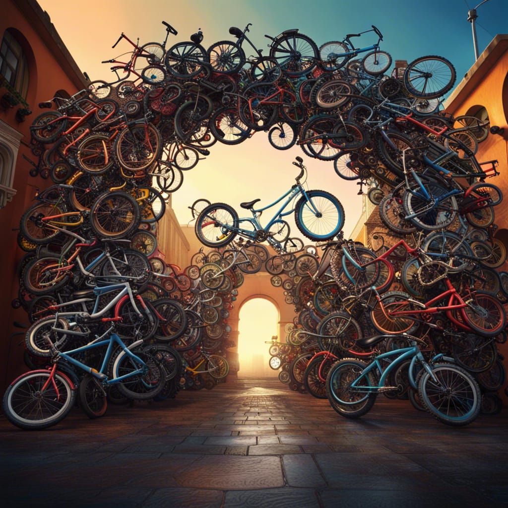 Hyperrealistic Bicycle Archway in Splash Art Style