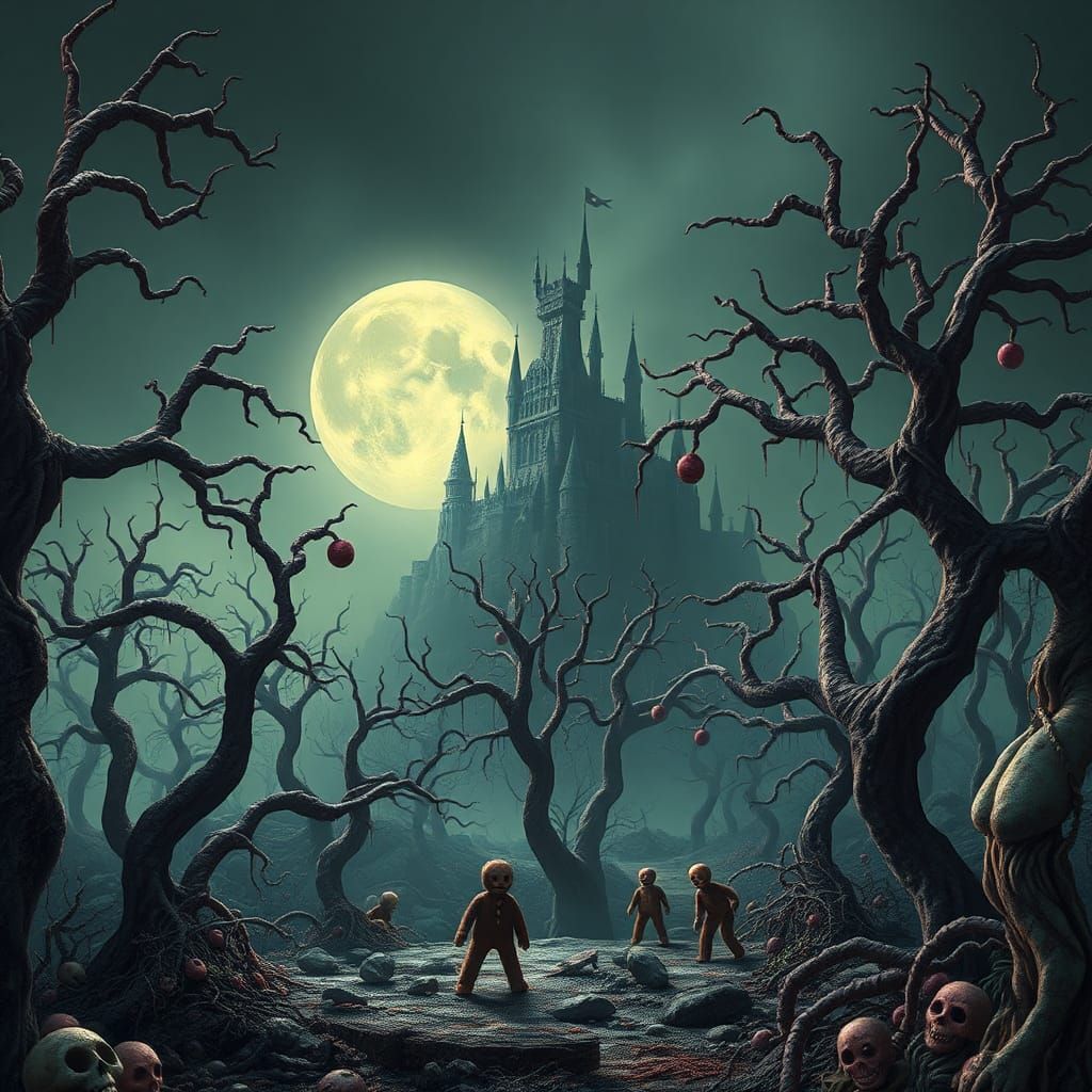 Surreal Candyland Landscape in Dark Fantasy Style
