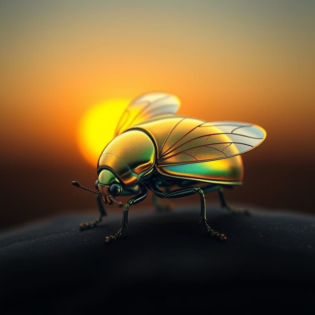 Gilded Beetle in Sunset Glow