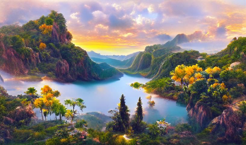 Lush Tropical Canyon Vista at Golden Hour