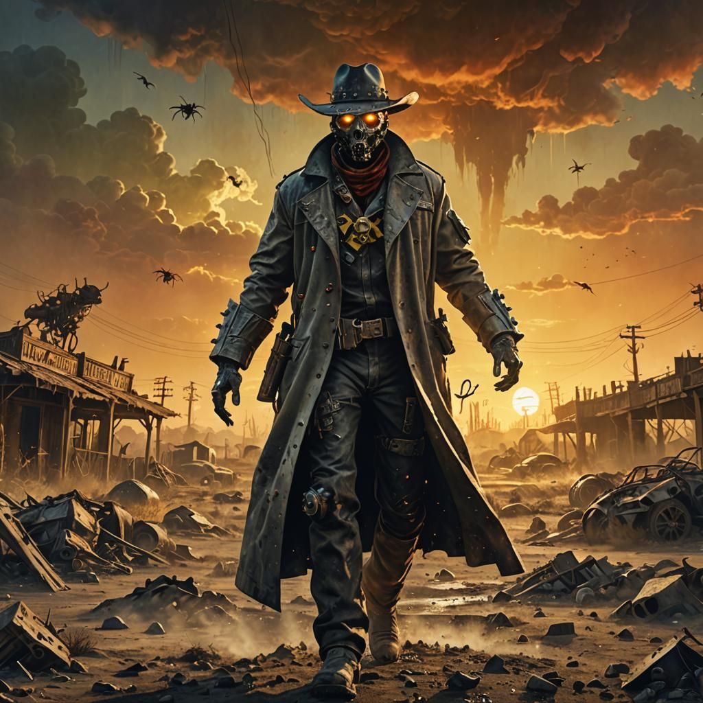 Cowboy Ghoul in Post-Apocalyptic Wasteland