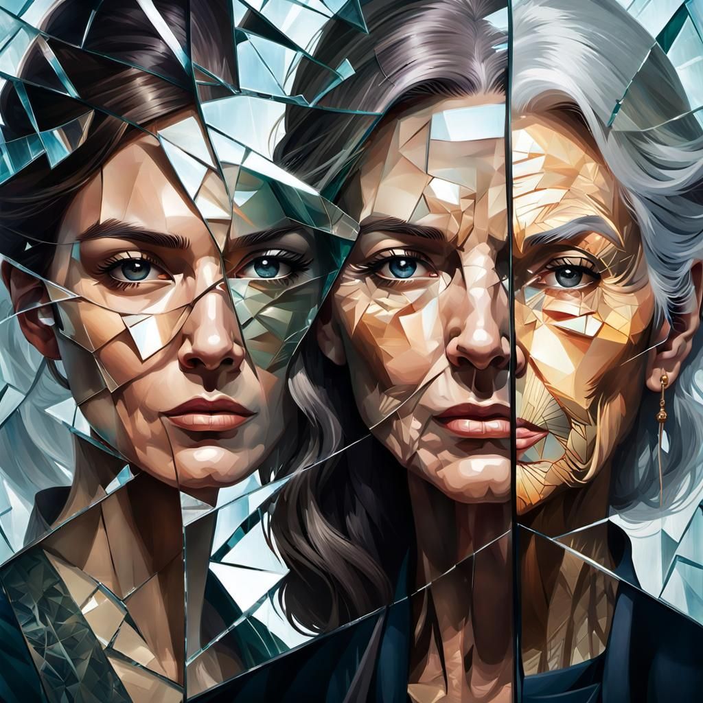 Ageing Reflected in Shattered Glass Graffiti Art