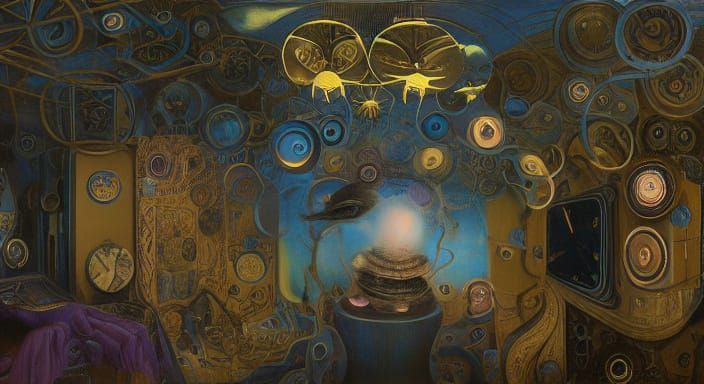 Surreal Dreamscape with Giant Eyes and Clocks