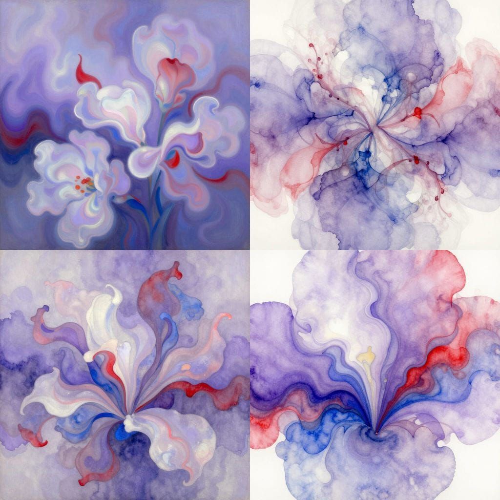 Soft Hued Botanical Abstract Swirling Colors