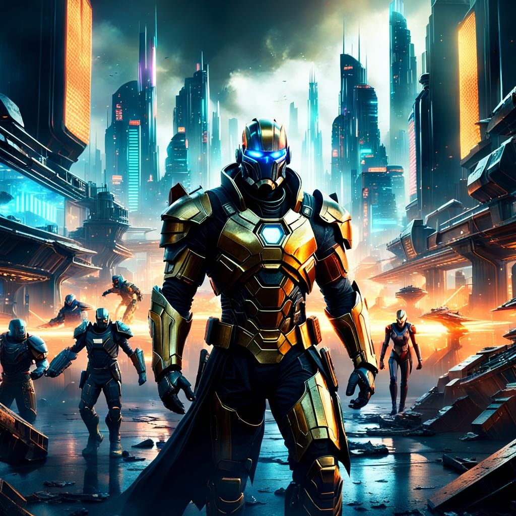 Heroes and Villains Clash in Futuristic City