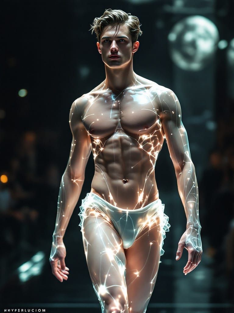 Neoclassical Figure in Translucent Hologram