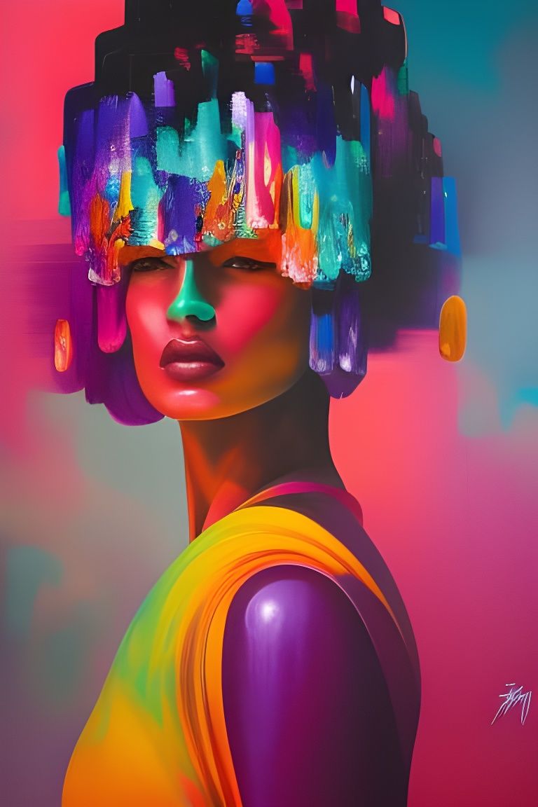 Acrylic Pour Portrait: Woman Emerging from Air
