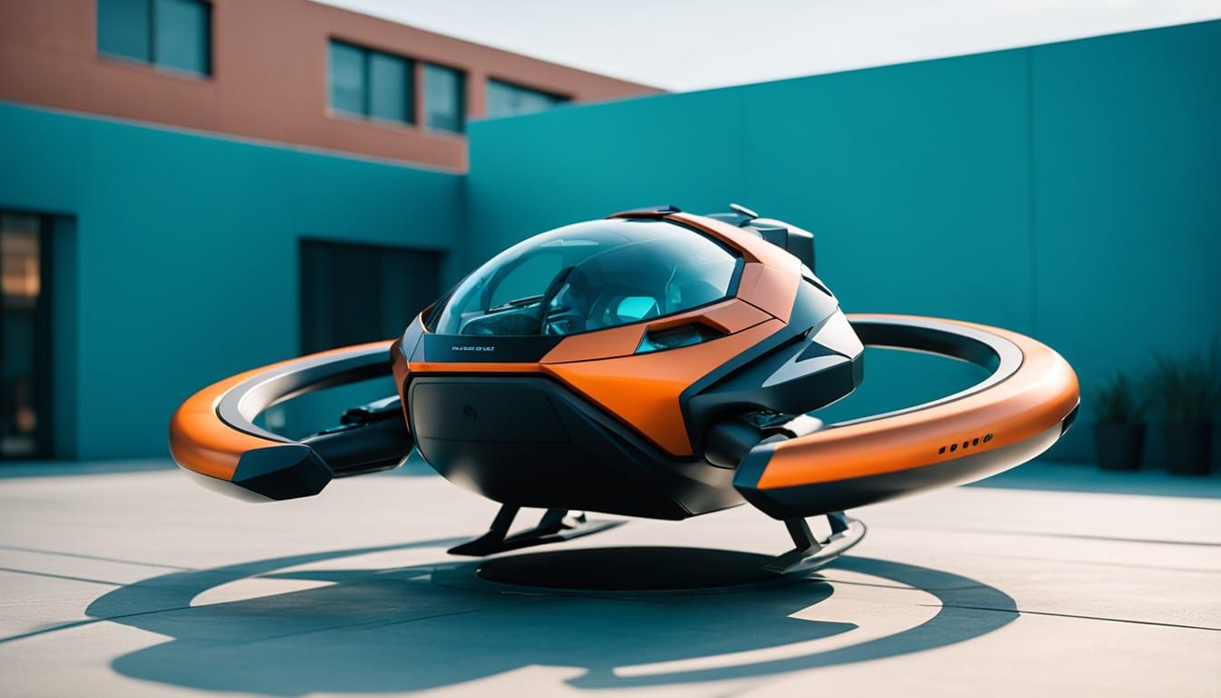 Epic Futuristic Hoverbike in Mid-Air, Ultra-Realistic Photog...