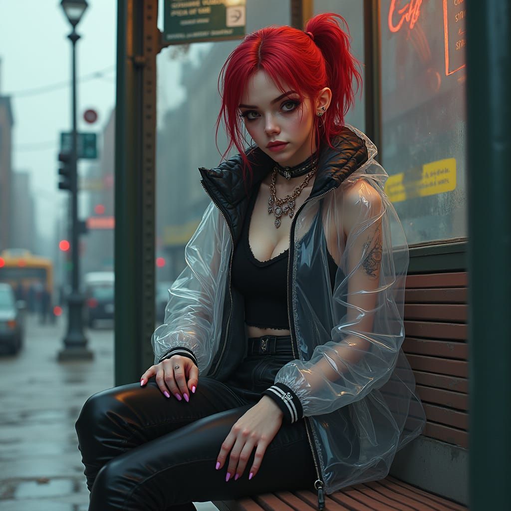 Hyper-Realistic Portrait of a Punk-Inspired Woman at Boston'...