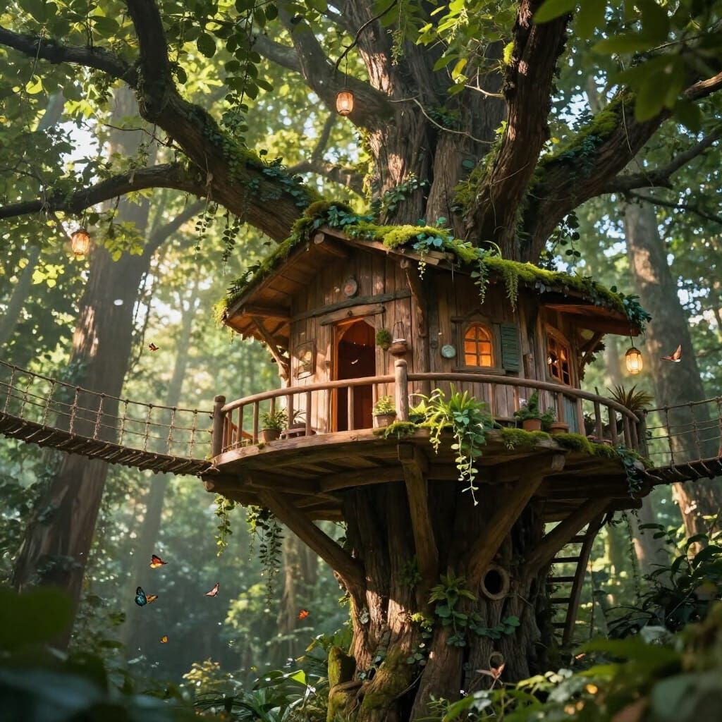 Enchanting Magical Treehouse in Ancient Forest